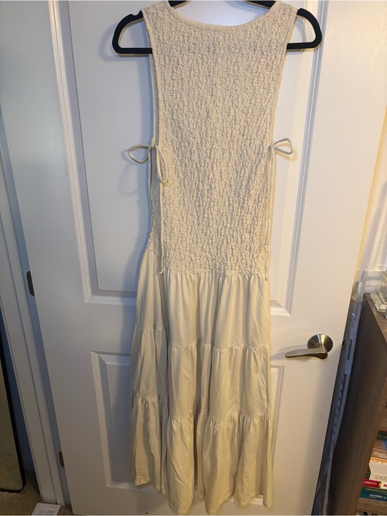Free People Dresses & Skirts - Free People Free-Est Cream Smocked Tiered Maxi Dress with Side Ties